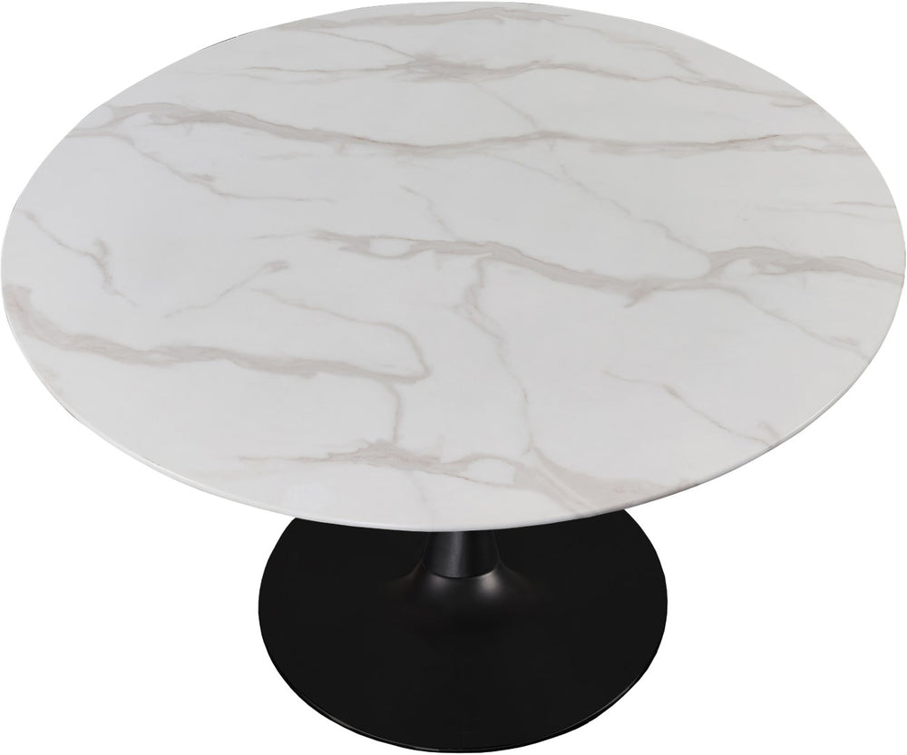 Tulip Faux Marble Veneer / Glass / Metal Contemporary Matte Black Dining Table - 48" W x 48" D x 29.5" H