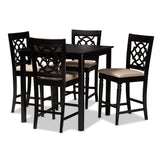 Arden Modern Contemporary Fabric Upholstered Espresso Finished 5-Piece Wood Pub Set