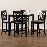 Baxton Studio Arden Modern and Contemporary Grey Fabric Upholstered Espresso Brown Finished 5-Piece Wood Pub Set