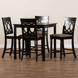 Baxton Studio Verina Modern and Contemporary Sand Fabric Upholstered Espresso Brown Finished 5-Piece Wood Pub Set