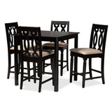 Darcie Modern Contemporary Fabric Upholstered Espresso Finished 5-Piece Wood Pub Set