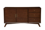 Alpine Furniture Flynn Sideboard, Walnut 966WAL-64 Walnut Mahogany Solids & Okoume Veneer 58 x 19 x 30