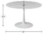 Tulip Faux Marble Veneer / Glass / Metal Contemporary White Dining Table - 48" W x 48" D x 29.5" H