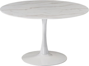 Tulip Faux Marble Veneer / Glass / Metal Contemporary White Dining Table - 48" W x 48" D x 29.5" H