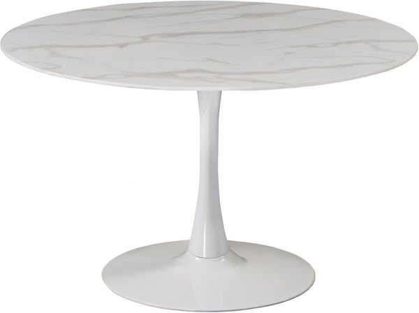 Tulip Faux Marble Veneer / Glass / Metal Contemporary White Dining Table - 48" W x 48" D x 29.5" H