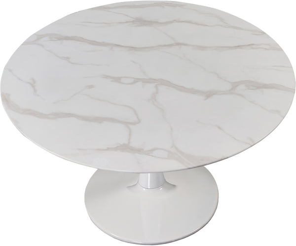 Tulip Faux Marble Veneer / Glass / Metal Contemporary White Dining Table - 48" W x 48" D x 29.5" H