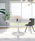 Tulip Faux Marble Veneer / Glass / Metal Contemporary White Dining Table - 48" W x 48" D x 29.5" H