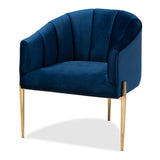 Clarisse Glam and Luxe Velvet Fabric Upholstered Gold Finished Accent Chair