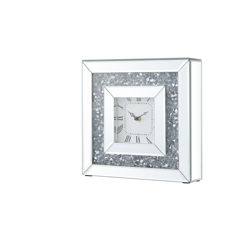 Noralie Glam Accent Clock Mirrored & Faux Diamonds 97817-ACME