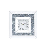 Noralie Glam Accent Clock Mirrored & Faux Diamonds 97817-ACME