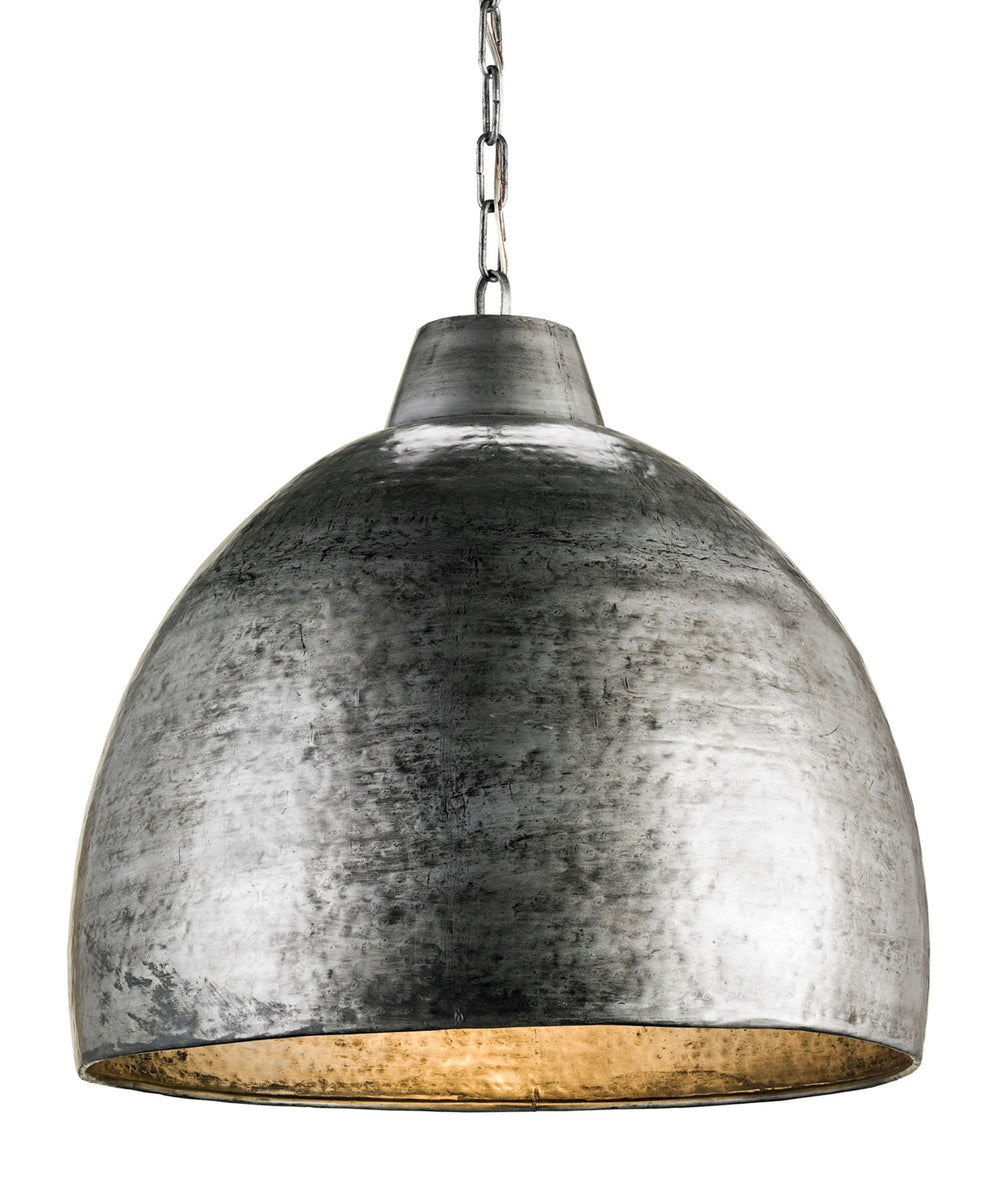 Earthshine Steel Large Pendant Light - Industrial Hammered Dome Design for Modern Home Décor