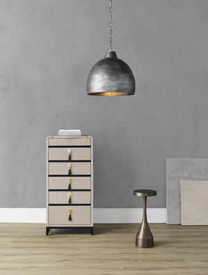 Earthshine Steel Large Pendant Light - Industrial Hammered Dome Design for Modern Home Décor
