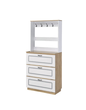 Hewett Transitional Shoe Cabinet Light Oak & White Finish 97834-ACME