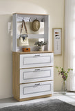 Hewett Transitional Shoe Cabinet Light Oak & White Finish 97834-ACME