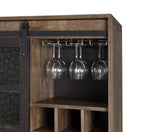 Treju Industrial Wine Cabinet Obscure Glass, Rustic Oak & Black Finish 97836-ACME