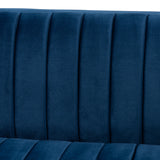 Baxton Studio Aveline Glam and Luxe Navy Blue Velvet Fabric Upholstered Brushed Gold Finished Sofa