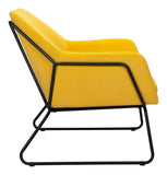 Zuo Modern Jose 100% Polyester, Plywood, Steel Modern Commercial Grade Accent Chair Yellow, Black 100% Polyester, Plywood, Steel