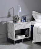 Azrael Contemporary Accent Table White Printed Faux Marble & Chrome Finish 97865-ACME