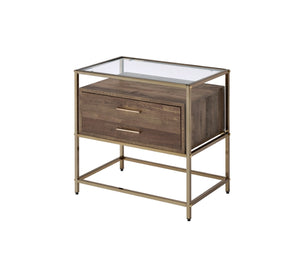 Knave Contemporary Accent Table Walnut & Champagne Finish 97867-ACME