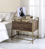 Knave Contemporary Accent Table Walnut & Champagne Finish 97867-ACME