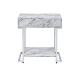 Wither Contemporary Accent Table White Printed Faux Marble & Chrome Finish 97868-ACME