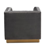 Baxton Studio Aveline Glam and Luxe Grey Velvet Fabric Upholstered Brushed Gold Finished Armchair