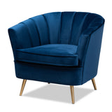 Emeline Glam and Luxe Velvet Fabric Upholstered Brushed Gol Finished Accent Chair