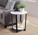 Taurus Industrial Accent Table White Printed Faux Marble & Black Finish 97902-ACME