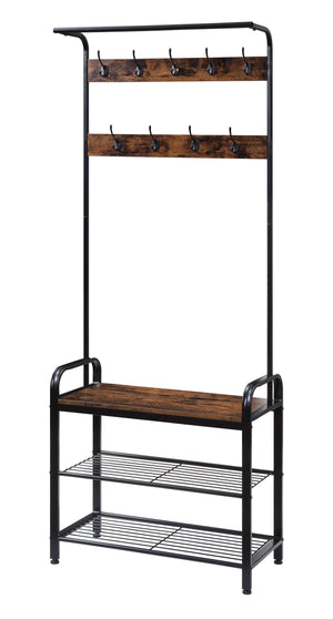 Taurus Industrial Hall Tree Rustic Oak & Black Finish 97910-ACME