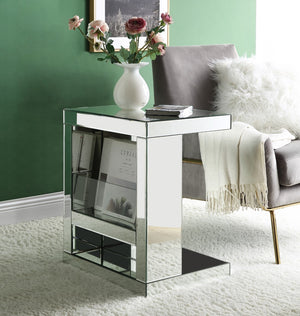 Dominic Glam Accent Table Mirrored & Clear Glass 97939-ACME