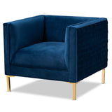 Seraphin Glam and Luxe Velvet Fabric Upholstered Brushed Gol Finished Armchair