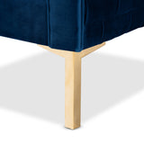 Baxton Studio Seraphin Glam and Luxe Navy Blue Velvet Fabric Upholstered Gold Finished Armchair