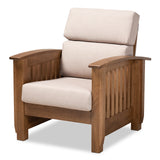 Charlotte Modern Classic Mission Style Lounge Chair – Elegant Taupe Upholstery & Walnut Finish