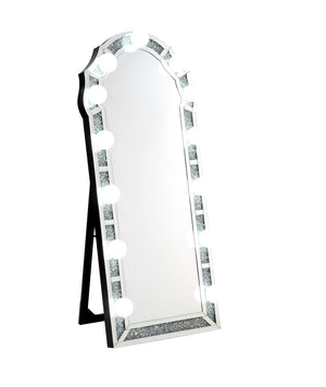 Noralie Glam Accent Floor Mirror Mirrored & Faux Diamonds 97983-ACME