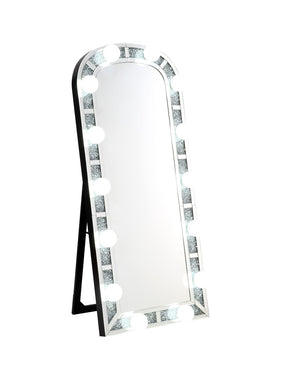 Noralie Glam Accent Floor Mirror Mirrored & Faux Diamonds 97984-ACME