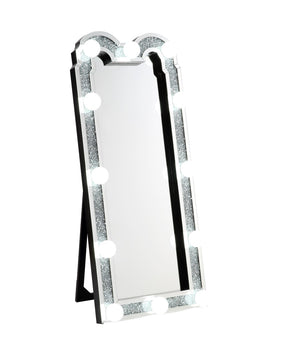 Noralie Glam Accent Floor Mirror Mirrored & Faux Diamonds 97985-ACME