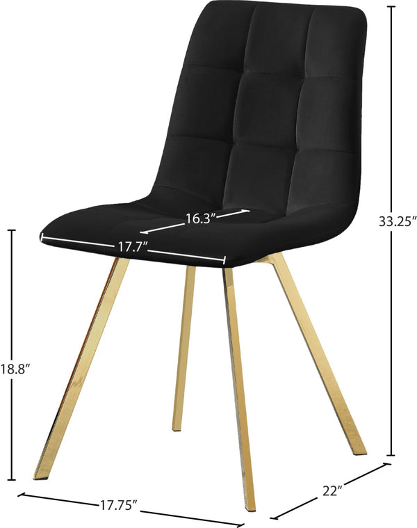 Annie Velvet / Engineered Wood / Metal / Foam Contemporary Black Velvet Dining Chair - 17.75" W x 22" D x 33.25" H