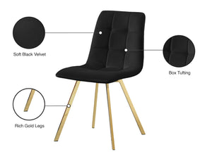 Annie Velvet / Engineered Wood / Metal / Foam Contemporary Black Velvet Dining Chair - 17.75" W x 22" D x 33.25" H