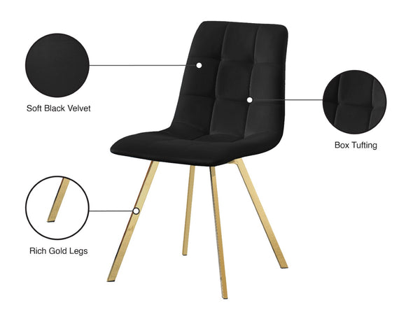 Annie Velvet / Engineered Wood / Metal / Foam Contemporary Black Velvet Dining Chair - 17.75" W x 22" D x 33.25" H