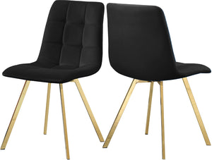 Annie Velvet / Engineered Wood / Metal / Foam Contemporary Black Velvet Dining Chair - 17.75" W x 22" D x 33.25" H