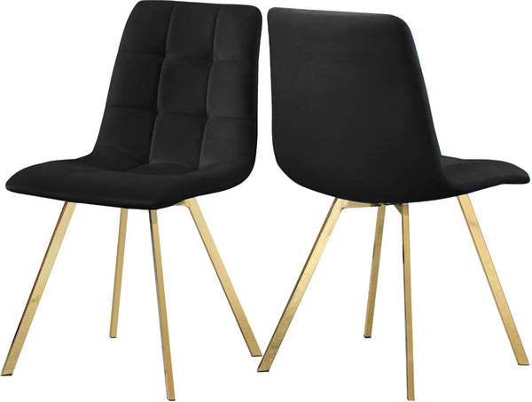Annie Velvet / Engineered Wood / Metal / Foam Contemporary Black Velvet Dining Chair - 17.75" W x 22" D x 33.25" H