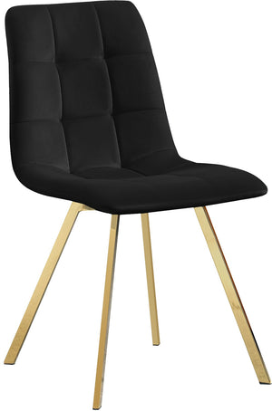 Annie Velvet / Engineered Wood / Metal / Foam Contemporary Black Velvet Dining Chair - 17.75" W x 22" D x 33.25" H