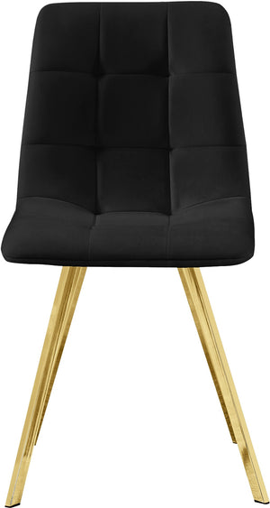 Annie Velvet / Engineered Wood / Metal / Foam Contemporary Black Velvet Dining Chair - 17.75" W x 22" D x 33.25" H