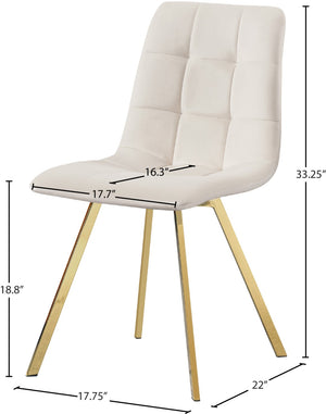 Annie Velvet / Engineered Wood / Metal / Foam Contemporary Cream Velvet Dining Chair - 17.75" W x 22" D x 33.25" H