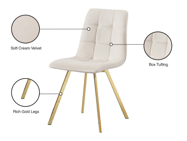 Annie Velvet / Engineered Wood / Metal / Foam Contemporary Cream Velvet Dining Chair - 17.75" W x 22" D x 33.25" H