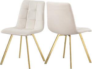 Annie Velvet / Engineered Wood / Metal / Foam Contemporary Cream Velvet Dining Chair - 17.75" W x 22" D x 33.25" H
