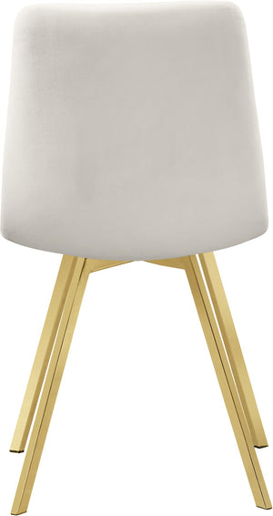 Annie Velvet / Engineered Wood / Metal / Foam Contemporary Cream Velvet Dining Chair - 17.75" W x 22" D x 33.25" H
