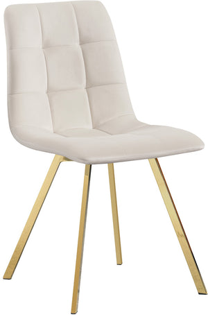 Annie Velvet / Engineered Wood / Metal / Foam Contemporary Cream Velvet Dining Chair - 17.75" W x 22" D x 33.25" H