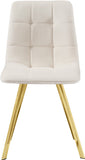 Annie Velvet / Engineered Wood / Metal / Foam Contemporary Cream Velvet Dining Chair - 17.75" W x 22" D x 33.25" H