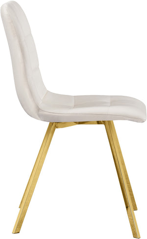 Annie Velvet / Engineered Wood / Metal / Foam Contemporary Cream Velvet Dining Chair - 17.75" W x 22" D x 33.25" H